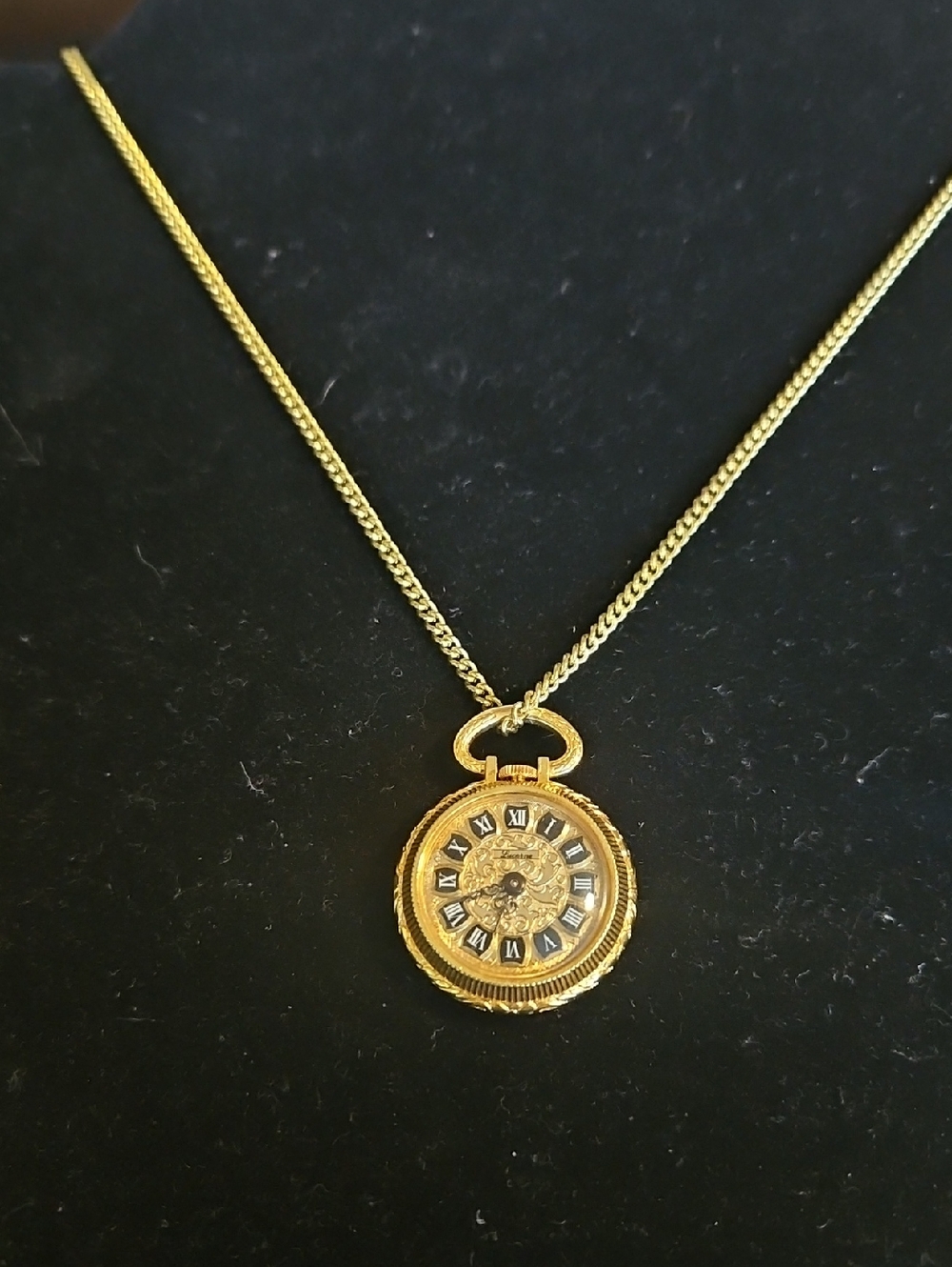 Vintage Lucene Gold Platted  Pocket Watch Pendant Necklace -